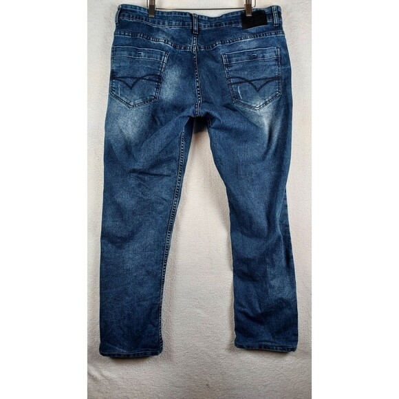 Richlook Waist 38 Blue Distressed Men’s Casual Straight Jeans Pre-Owned - Picture 2 of 15